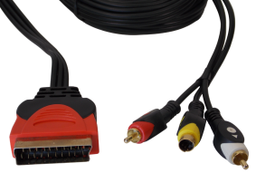 Шнур SCART на 2 х RCA  + S-video 4pin / 5 метров / черный